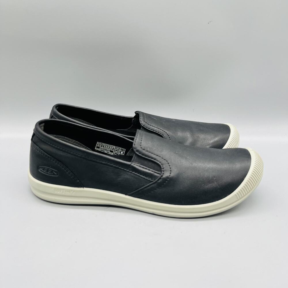 KEEN Shoes Women 8 Black Leather Lorelai Slip On Walking Sneakers Comfort Casual